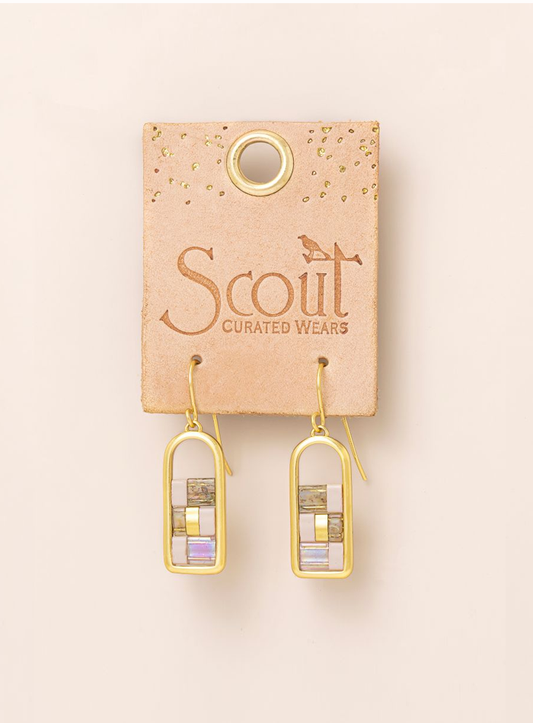 Topaz and Gold Miyuki Frame Earring