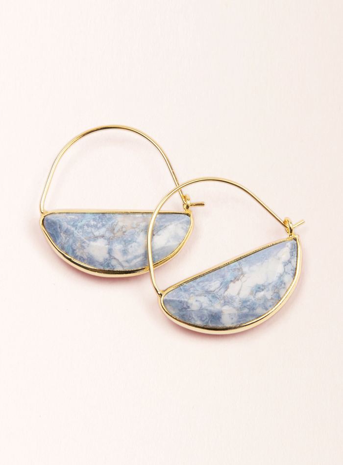 Blue Howlite Stone Prism Hoop