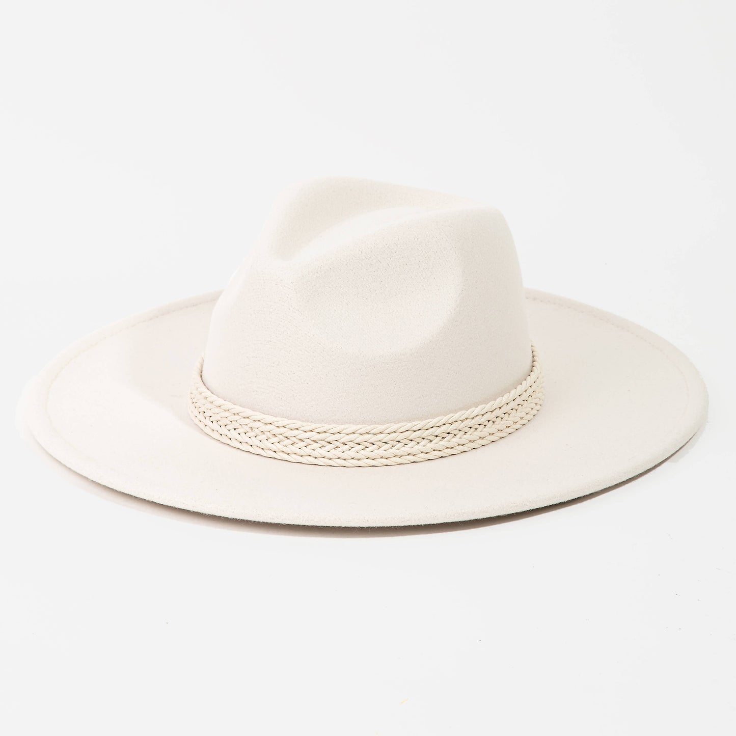 Ivory Braided Band Fedora Hat