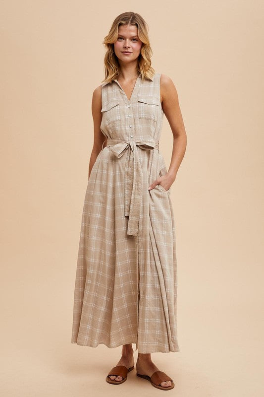 CHECKERED BUTTON DRESS
