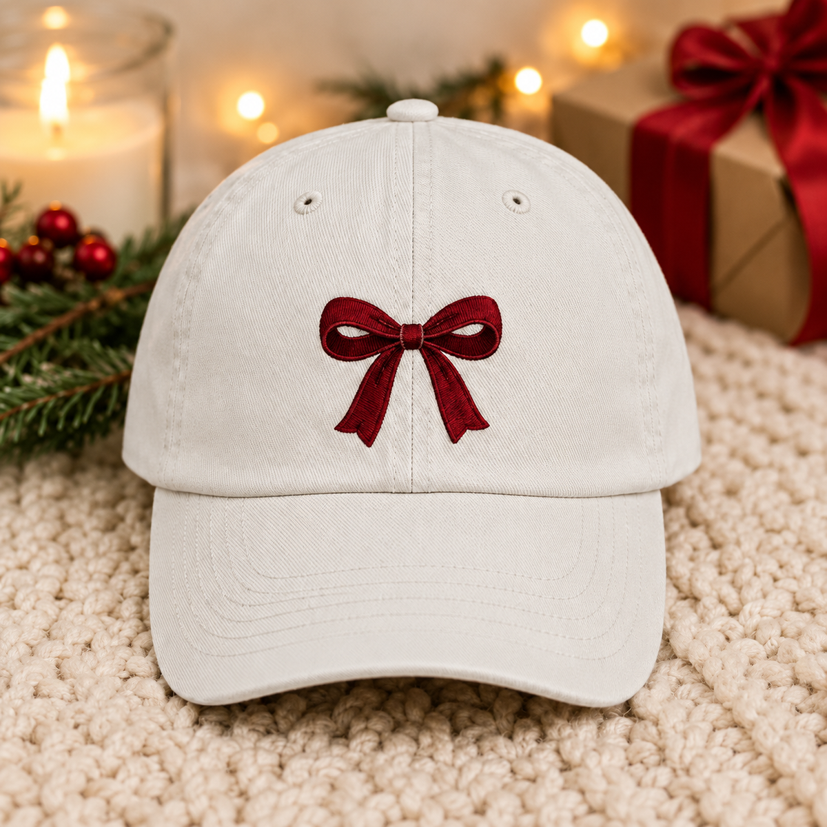 Christmas Bow Dad Hat