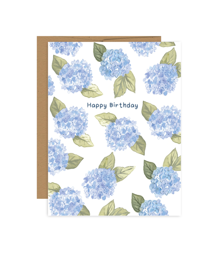 Blue Hydrangea Happy Birthday greeting card