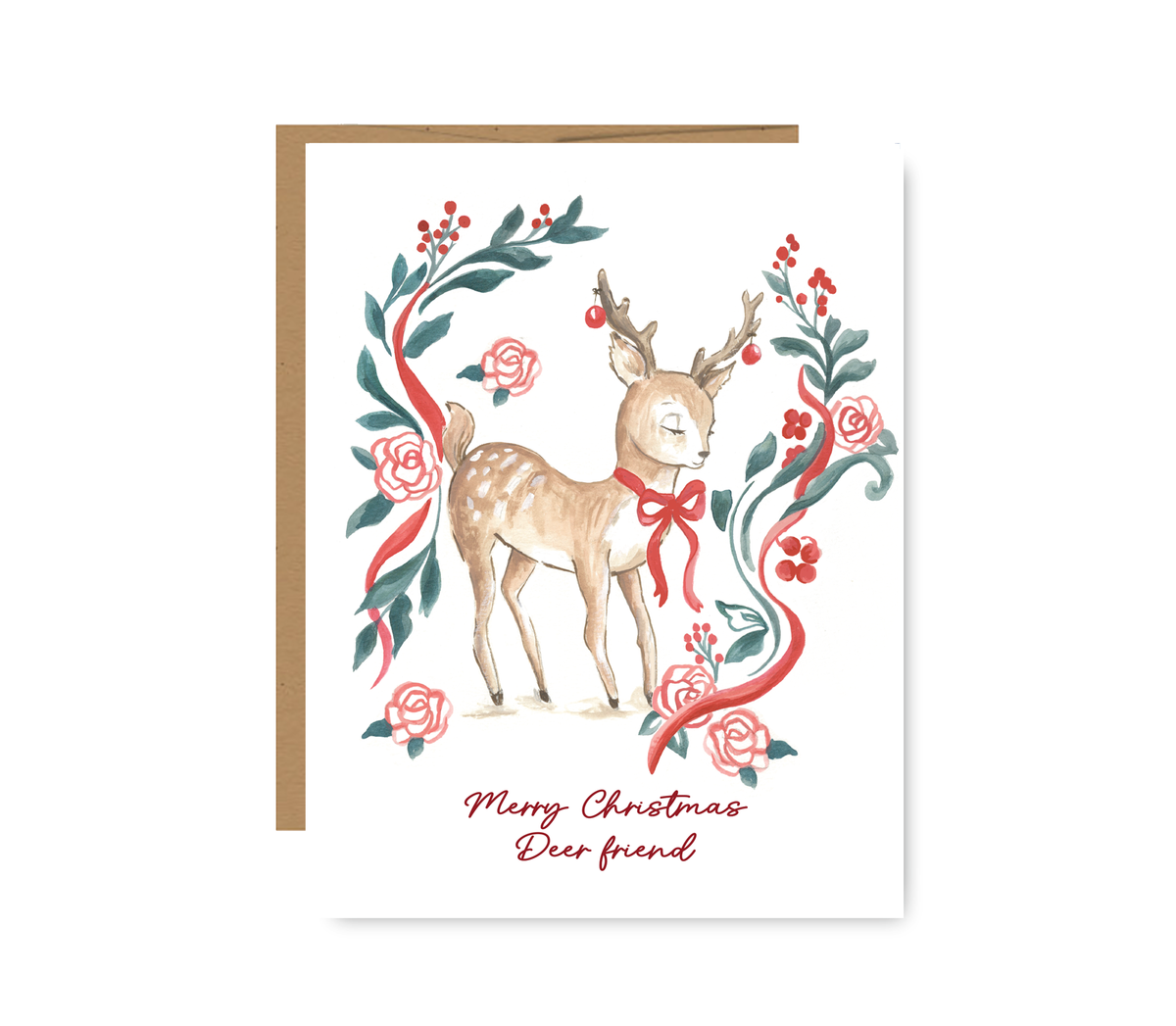 Holiday Reindeer Greeting card | Vintage Christmas