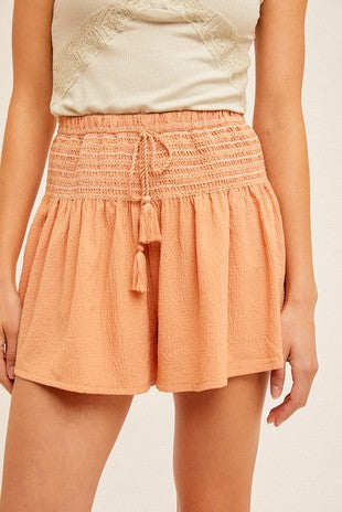 Apricot Smocked Shorts