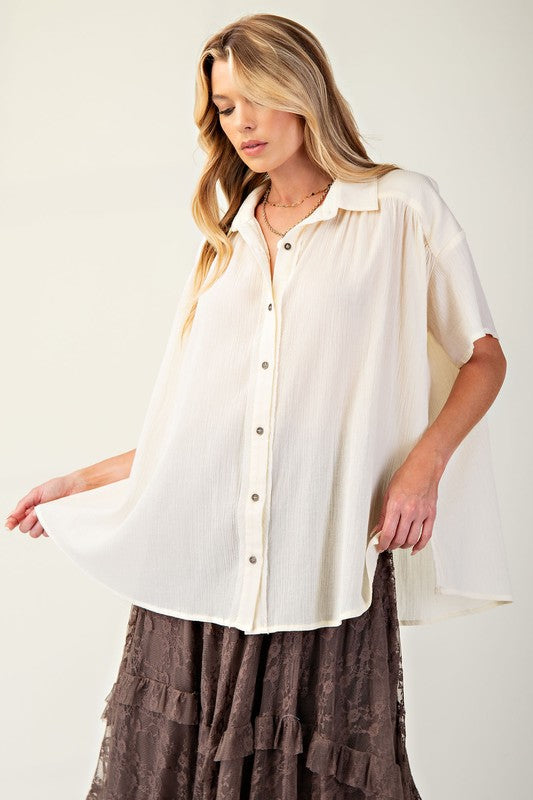 Gauze Button Down Oversized Shirt