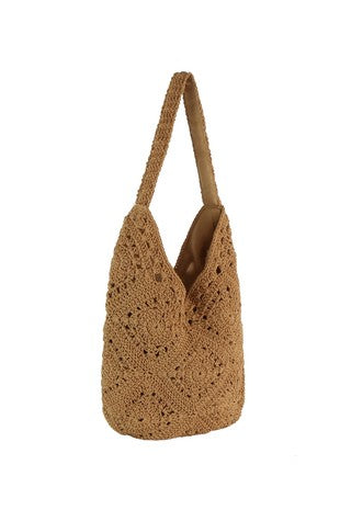 Khaki Crochet Shoulder Bag