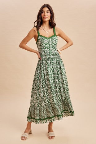 Forest Sleeveless Border Print Maxi