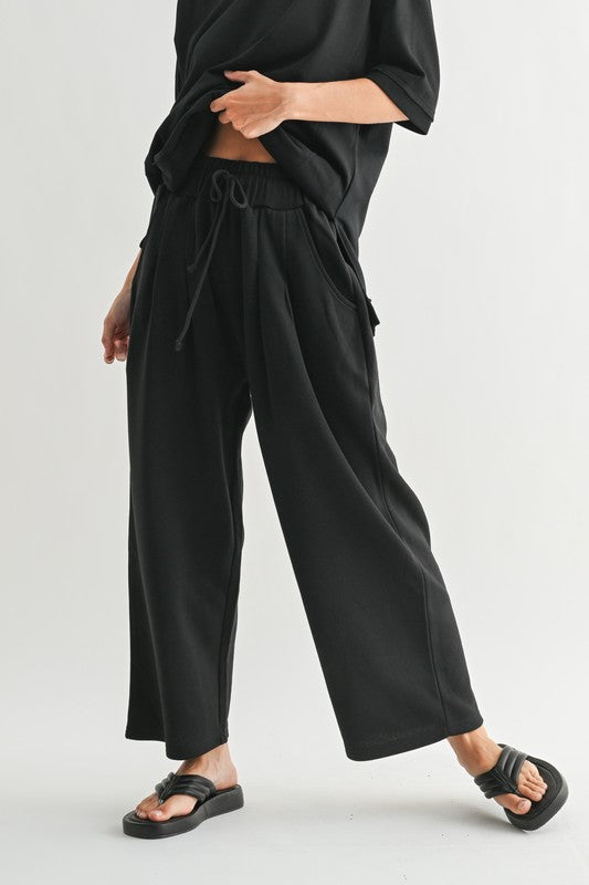 Midnigh Cotton Blend Wide Leg Pants
