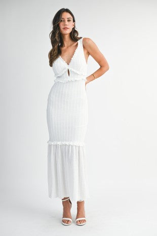 Chevron Ruffled Knit Dress