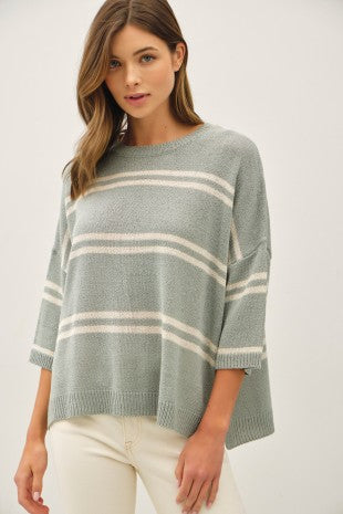 Drop Shoulder Striped Sweater Top