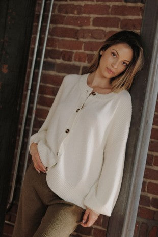 Textured Knit Button Cardigan