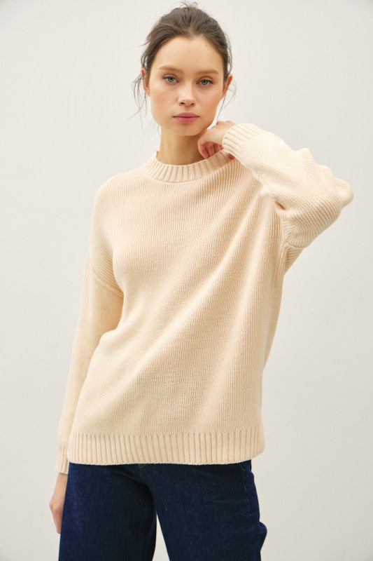 Beige Oversize Pullover Sweater