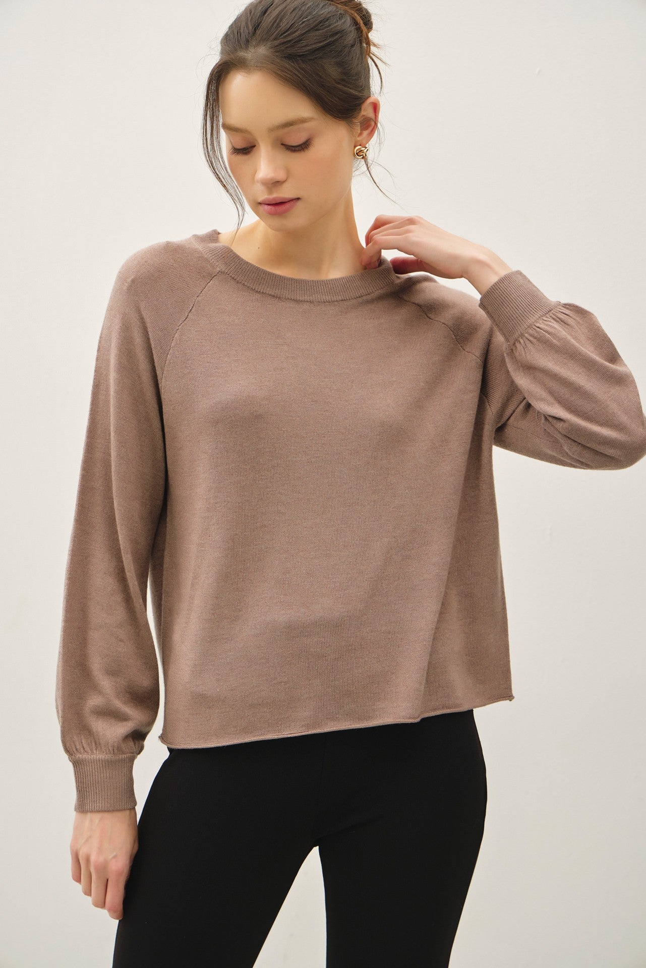 Mocha Balloon Sleeve Sweater