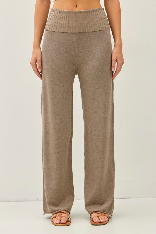 Mocha Fold Over Sweater Pants