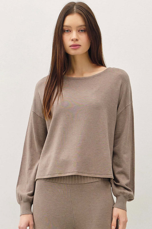 Mocha Boat Neck Sweater Top