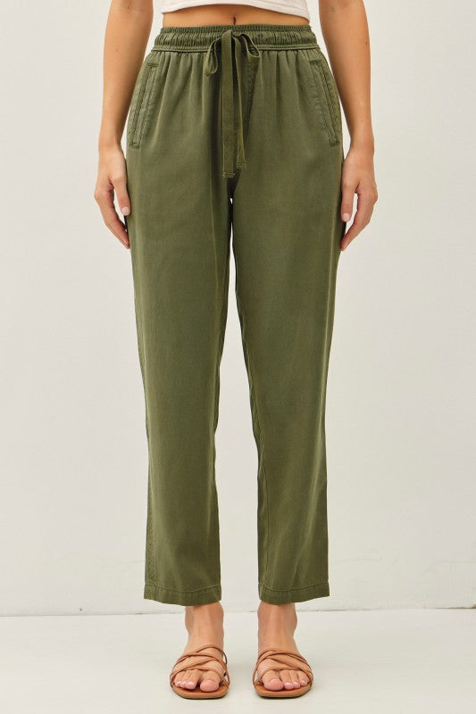 Moss Tencel Blend Tapered Pants