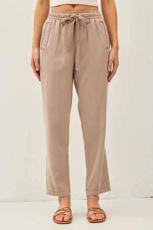 Mauve Tencel Blend Tapered Pants