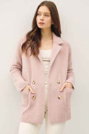 Blush Double Buttons Coatigan
