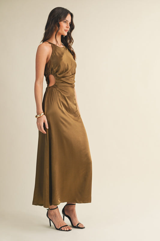 Mossy Gold Cut Out Dress