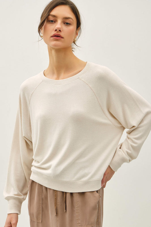 Ivory Soft Raglan Knit Top