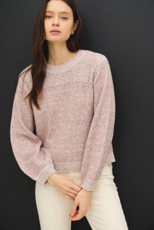 Mauve Textured Crewneck Sweater