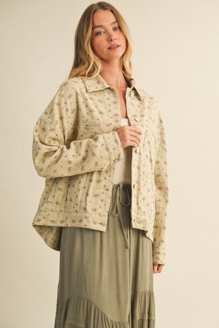 Floral Back Pleated Jacket