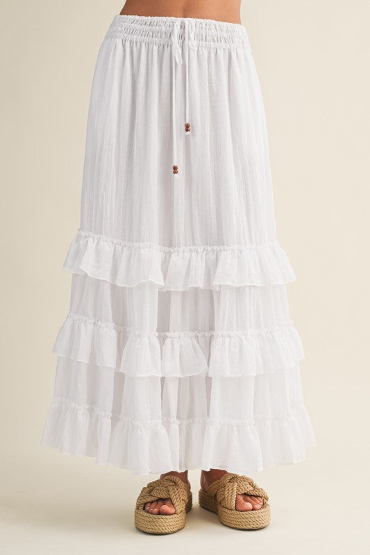 White Tiered Maxi Skirt