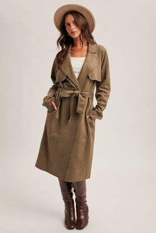 Olive Belted Trench Coat