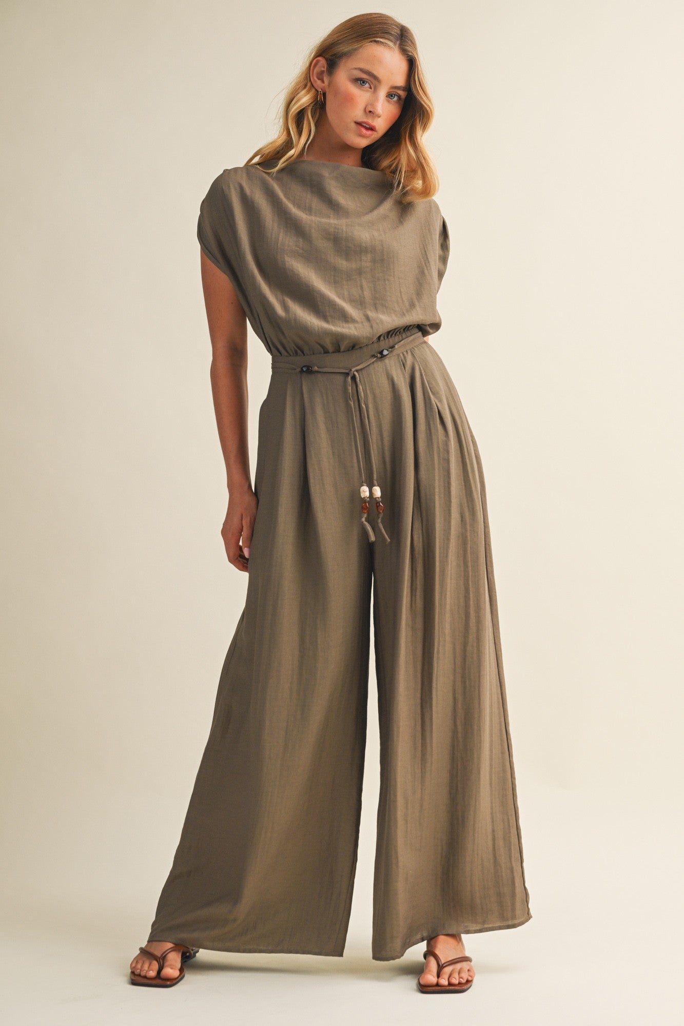 Olive Relaxed Sleeveless Jumpsuit