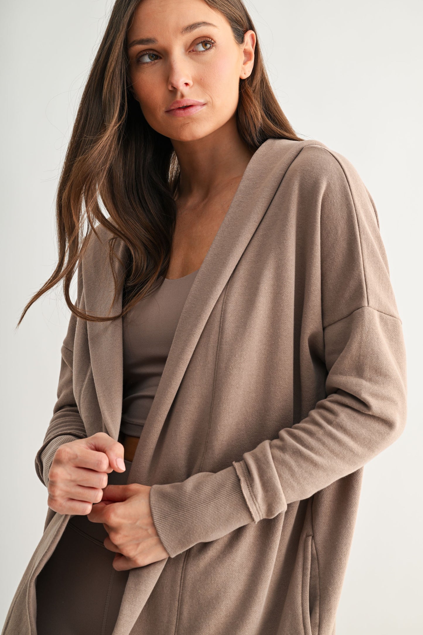 Mocha Light Hoodie Cardigan