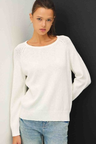 White Raglan Pullover Sweater