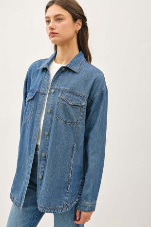 Medium Wash Denim Tencel Shacket