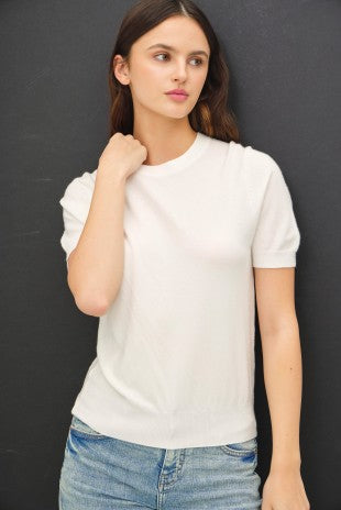 Brown Basic Short Sleeve Sweater Top