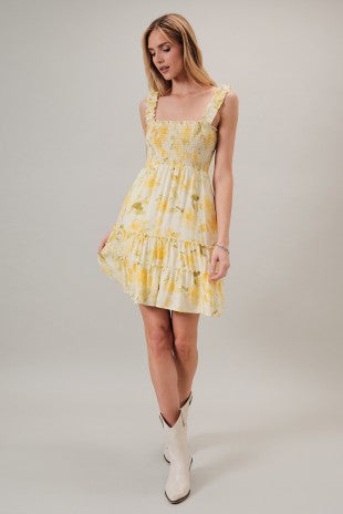 Yellow Top Floral Mini Dress