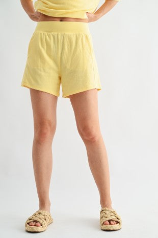 Yellow French Terry Lounge Shorts