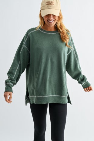 Pine Stitchline Boxy Sweatshirt