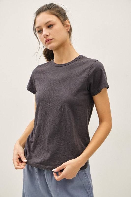 Charcoal Dyed Cotton Slub Tee