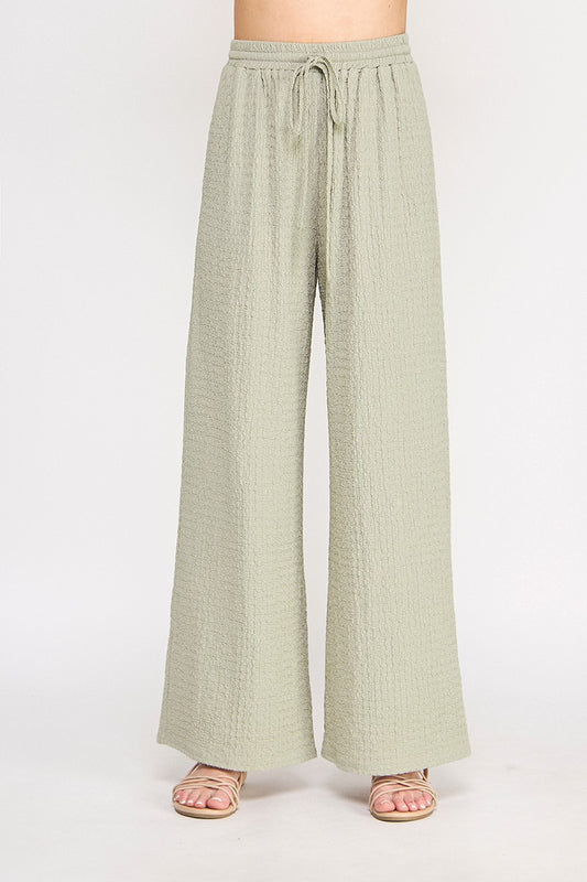 Sage Textured Knit Wide Leg Pants