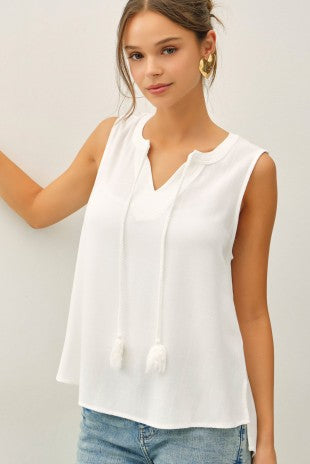 White Linen Blend Swing Tank
