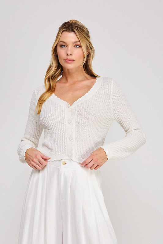 Ivory Texture Knit Cardigan