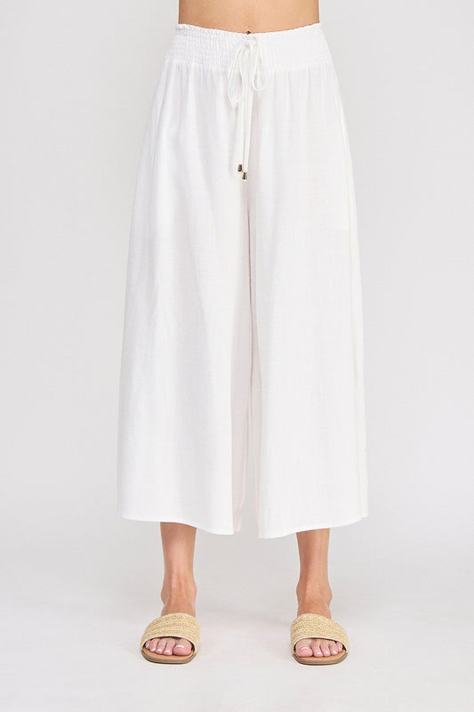 White Flowy Capri Pant