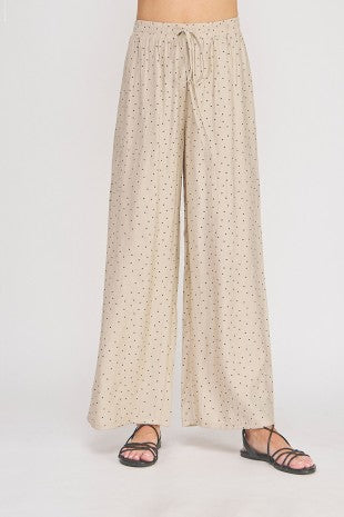 Natural and Black Dot Wide Leg Pant