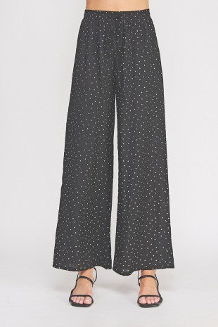 Black and White Dot Wide Leg Pant