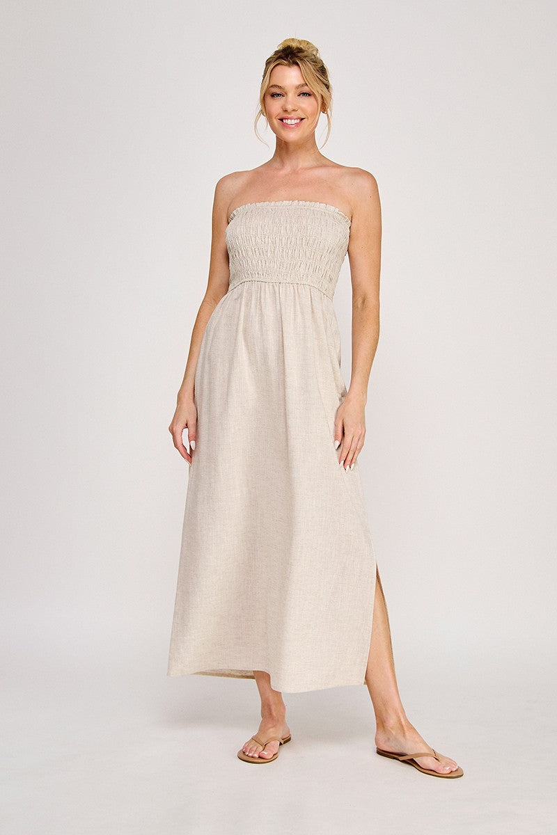 Natural Linen Blend Maxi Dress