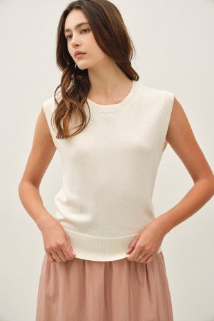 Ivory Soft Sleeveless Sweater