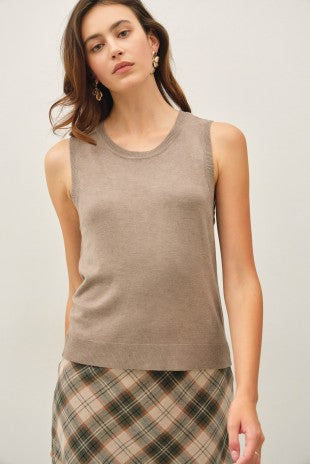 Mocha Classic Cut Tank Sweater