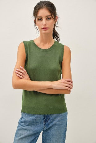 Green Classic Cut Tank Sweater
