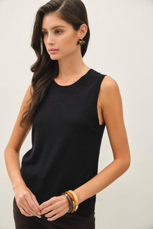 Black Classic Cut Tank Sweater