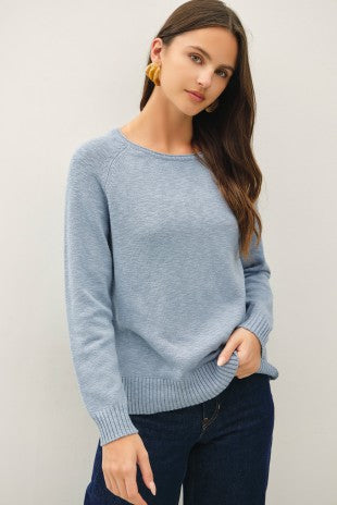 Sky Blue Raglan Pullover Sweater