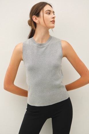 Gray Sleeveless Slim Knit Tank